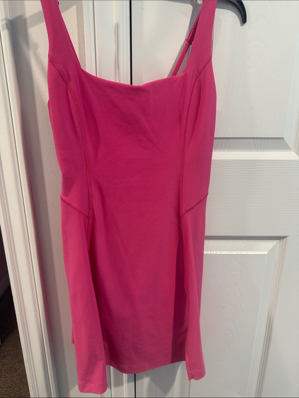 Fitted Hot Pink Mini Dress with Square Neck